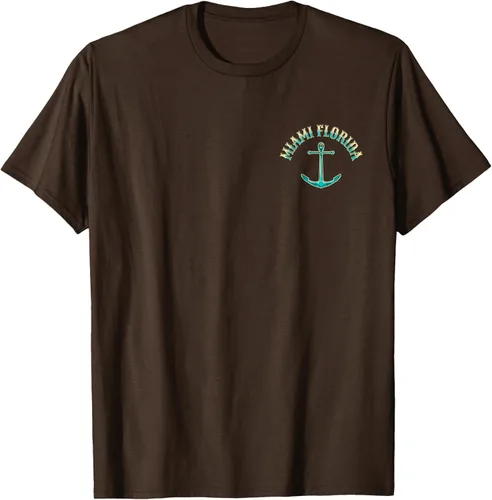 Vista 10 de Camiseta con diseño de pesca en la parte delantera y trasera de Miami Florida USA, Negro