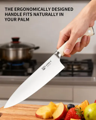 Vista 5 de Juego de cuchillos de cocina, juego de cuchillos de 14 piezas con bloque de madera, autoafilables para juego de cuchillos de chef, juego de bloques