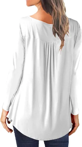 Vista 3 de Camisas casuales para mujer blusa de manga corta con volantes botones ajuste acampanado S-3XL