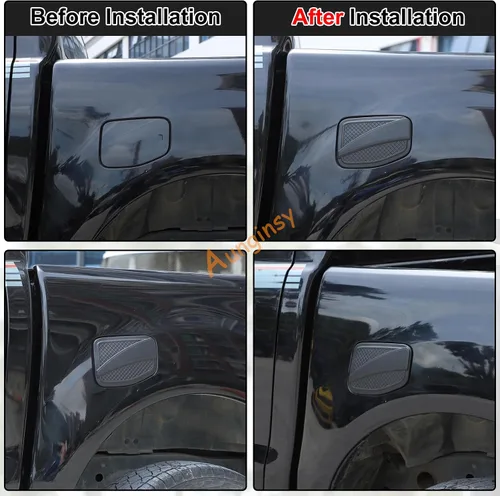 Vista 5 de Cubierta protectora para tanque de combustible de automóvil, accesorios compatibles con Ford Ranger 2015-2022, cubierta de puerta de tanque