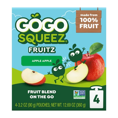 Vista 4 de GoGo squeeZ - Puré de manzana, sin gluten, vegano, puré de manzana sin azúcar, se puede volver a cerrar, bolsas sin BPA