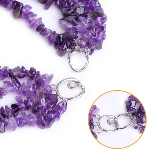 Vista 3 de GEM-Inside - Collar de piedras preciosas moradas con cuentas de cuarzo morado, dije bohemio de moda con soporte de babero, collar de cuentas