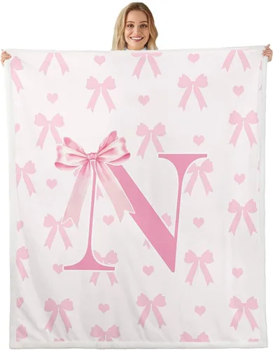 Vista 20 de Manta de franela rosa con lazo, estilo princesa, manta de forro polar de ensueño para decoración del hogar, sofá, sofá, manta romántica de forro