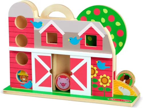 Vista 4 de Melissa & Doug GO Tots Tumble de Granja de Madera con 4 Discos - Certificado FSC