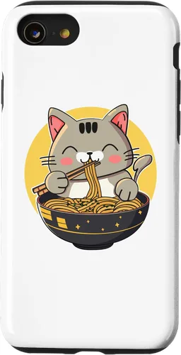 Vista 18 de Funda para iPhone 12/12 Pro Ramen Cat Kawaii Anime Merch Japonés Divertido Neko Noodle Bowl Case