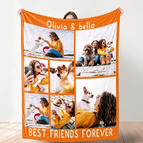 Vista 9 de Manta de fotos personalizada para bodas, parejas, fotos para familiares, amigos, regalos personalizados de Navidad y cumpleaños, fabricada