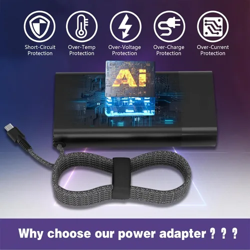 Vista 7 de Nuevo cargador delgado de 65 W para laptop HP cargador USB C reemplazo de computadora, Envy x360/Elitebook x360/Spectre x360/Elite