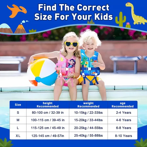 Vista 3 de Chaleco de natación para niños, flotadores para niños pequeños con correa de seguridad ajustable, ayudas de natación, flotador infantil, traje