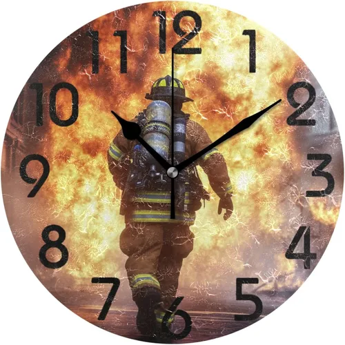 Vista 21 de Reloj de pared redondo retro de otoño con dos gnomos y calabaza de 10 pulgadas, funciona con pilas, reloj de escritorio analógico silencioso sin