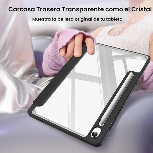 Vista 3 de Fintie Funda transparente para Samsung Galaxy Tab S10 Lite/S10 FE/S9 FE Negro