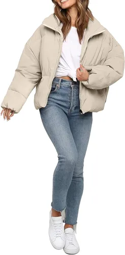 Vista 5 de Polu Women's Puffer Jackets Oversized Long Sleeve Winter Zipper Coat Warm Quilted Jackets with Pockets