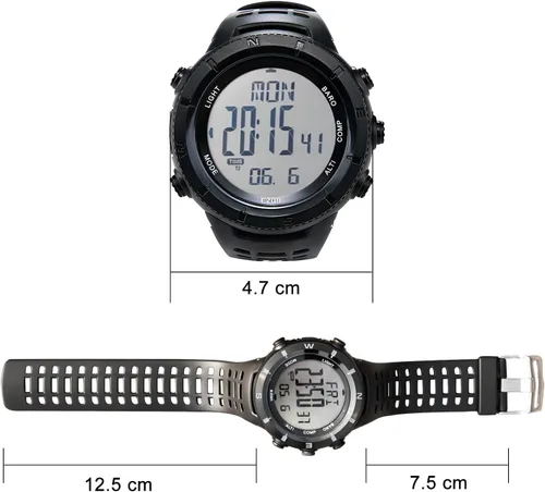 Vista 9 de EZON H001 Military Digital Watch for Men, Tactical Outdoor Adventure Watch with Altimeter, Barometer, Compass, Thermometer, SunriseSunset, Timer