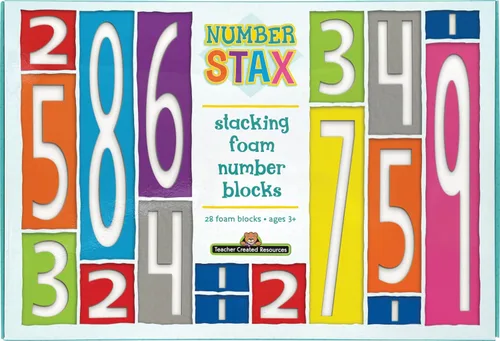 Vista 4 de Teacher Created Resources Number STAX - Bloques de números de espuma apilables (TCR20123), a partir de 3 años, 10 piezas