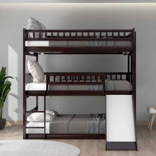 Vista 3 de Cama matrimonial triple con barandilla (espresso triple)