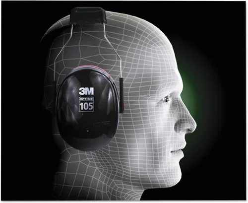 Vista 3 de 3M H10A Peltor Optime 105 - Orejeras de alto rendimiento, color negro y rojo, un par