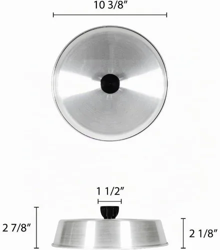 Vista 5 de TrueCraftware - Juego de 2 cubiertas de aluminio para parrilla de 10 pulgadas con perilla de plástico negro, cúpula de fusión de queso, cúpula