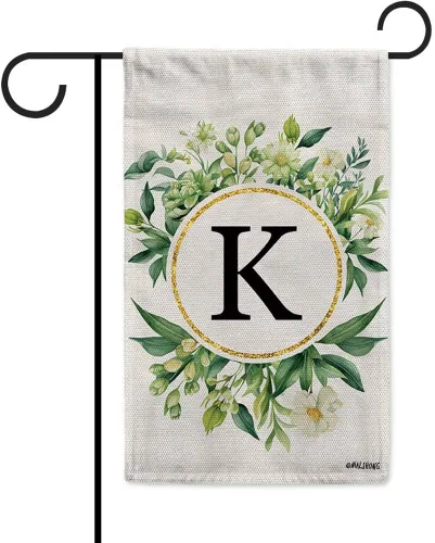 Vista 26 de Monogram Initial Letter P House Flag Flower Wreath Simple Style Letter Flag 28x40 Inch Vertical Double Sided for Outdoor Yard Decor