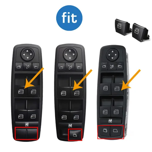 Vista 6 de Moonlinks W164 Botón de interruptor de ventana compatible con Mercedes Benz ML GL R Class - Cubiertas de botones de reparación para interruptor