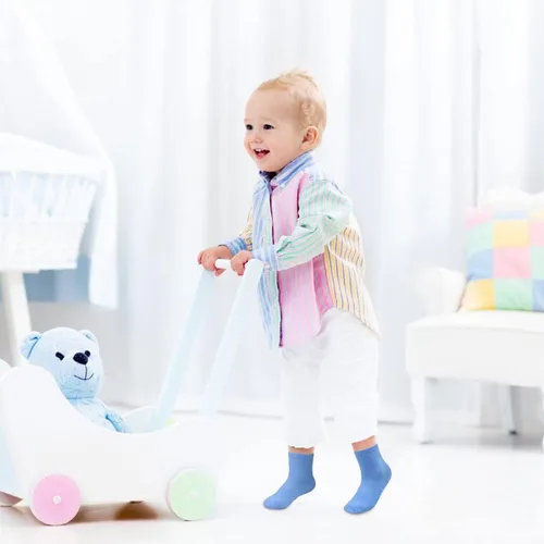 Vista 6 de Tphon Calcetines para niños pequeños con pinzas para niños y niñas, calcetines antideslizantes para niños, 15 pares de calcetines de media
