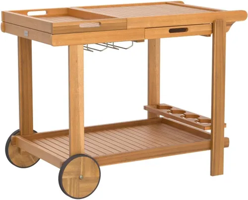 Vista 6 de Safavieh -Carrito de té de madera natural Orland Outdoor Collection
