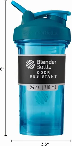 Vista 8 de BlenderBottle - Botella agitadora Pro Series perfecta para batidos de proteínas y preentrenamiento, 24 onzas, color azul océano