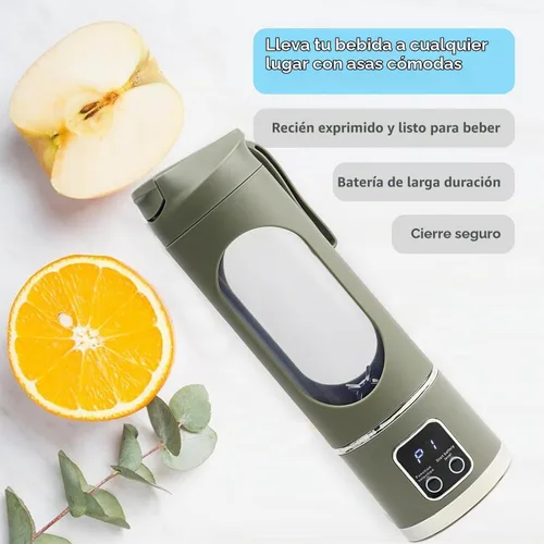 Vista 2 de Licuadora portátil de 16 oz/16.9 fl oz para jugos y batidos con 12 cuchillas de acero inoxidable Recargable por USB y control de múltiples Verde