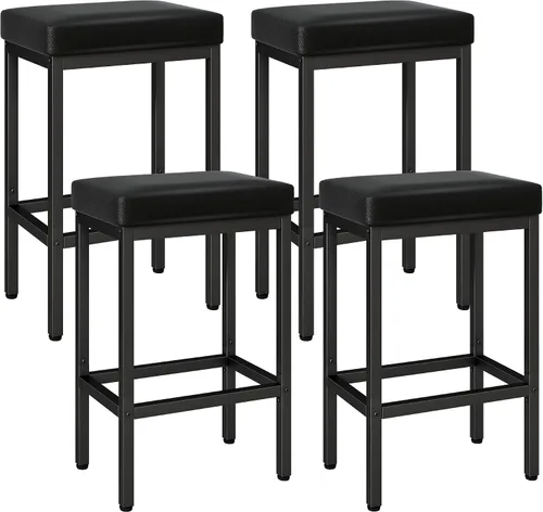 Vista 10 de YMYNY Juego de 2 taburetes de bar de 26 pulgadas de altura de mostrador, taburetes de bar negros para encimera de isla de cocina, taburetes