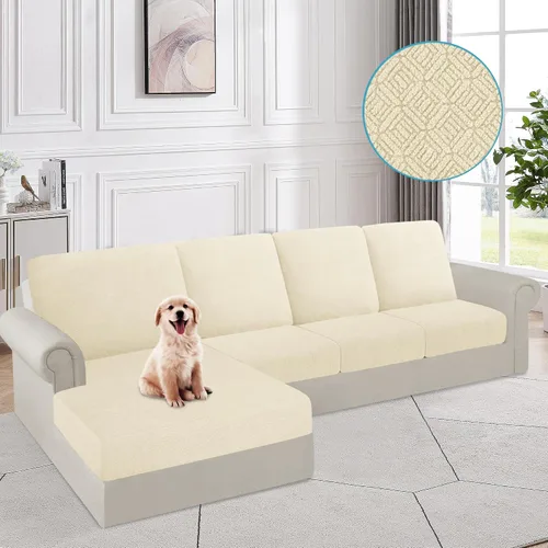 Vista 7 de HDCAXKJ Fundas de cojines de sofá seccional 100% impermeables, 8 piezas, funda seccional en forma de L, funda elástica para asiento de sofá chaise