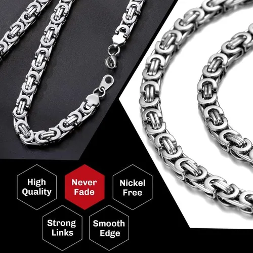 Vista 3 de Cadena bizantina de ChainsHouse para hombres y mujeres, de 0.236 0.315 0.394de pulgada de ancho, 45 a 29.9pulgadas de largo, acero inoxidable 316L