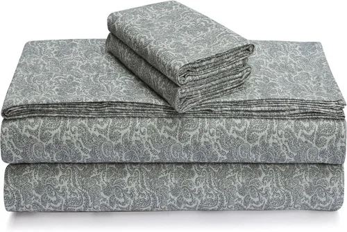 Vista 16 de Tribeca Living Sábanas de franela de algodón portugués tamaño King – Juego de sábanas de bolsillo profundo de 170 GSM para colchones de hasta 21