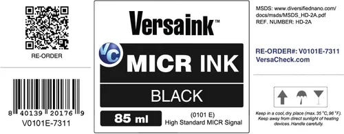 Vista 2 de Tinta MICR Nano Black -2.9 fl oz - Tinta magnética para impresoras de cheques y chorros de tinta todo en uno - Señal MICR de alto estándar