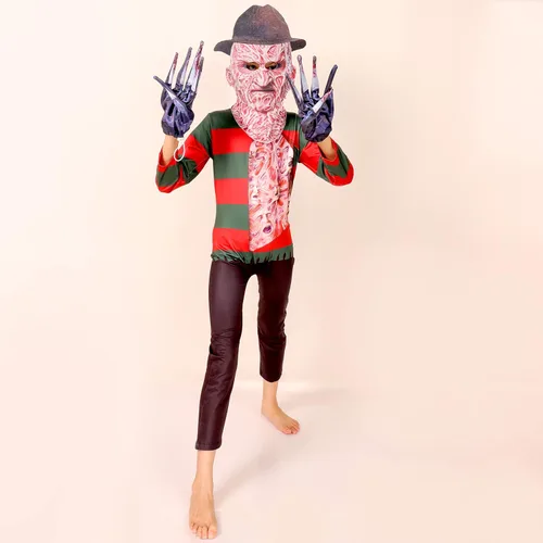 Vista 7 de Byriady Kids Freddy Halloween Costume Scary Horror Killer Jumpsuit Outfits Cosplay with Glove Set BoyGirls 4-12 Years