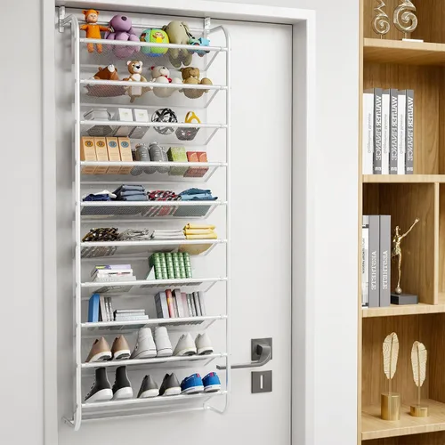 Vista 8 de AQQHSAIN Organizador de zapatos de pared de 10 niveles sobre la puerta, zapatero de pared, zapatero de puerta, zapatero para armario, despensa