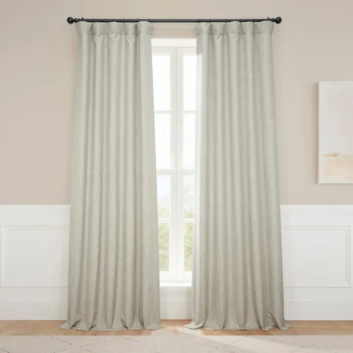 Vista 46 de HPD Half Price Drapes - Cortinas de lino sintético para sala de estar (2 paneles) - 100 pulgadas de ancho x 84 pulgadas de largo - Cortinas
