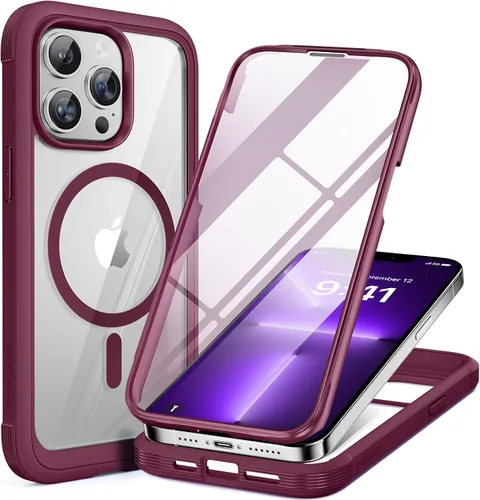 Vista 42 de Miracase - Funda magnética para iPhone 13 Pro Max de 6.7 pulgadas (compatible con MagSafe), transparente, completo, protector de pantalla de vidrio