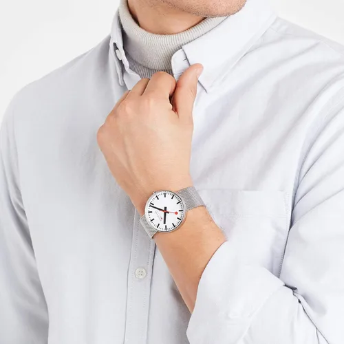 Vista 5 de Mondaine MSX.4211B.SM SBB Reloj analógico de cuarzo suizo plateado para hombre, plateado, Moderno