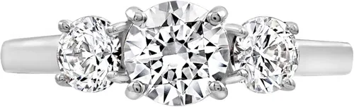 Vista 9 de Tienda Collection Platinum or Gold Plated Sterling Silver Round 3-Stone Ring made with Infinite Elements Cubic Zirconia