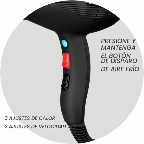 Vista 6 de Sam Villa Secador de pelo profesional iónico ligero y silencioso con velocidad y temperatura variables