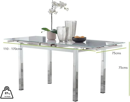 Vista 8 de Furniturebox UK Enna - Mesa de comedor extensible de cristal blanco y 6 sillas Milan (6 sillas capuchino)