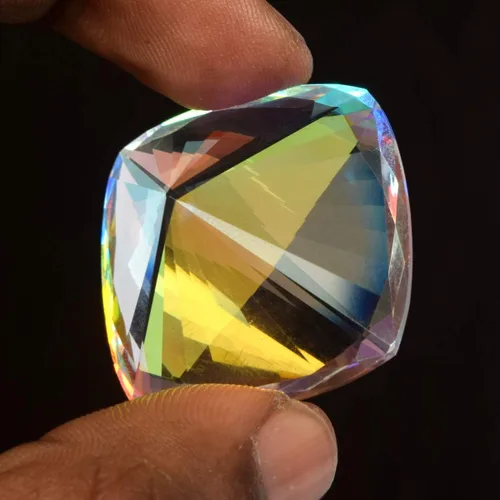Vista 3 de REAL-GEMS Excelente topacio místico con corte de cojín, 28,15 quilates, topacio místico blanco facetado, ideal para joyas