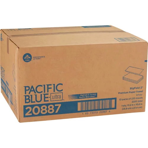 Vista 8 de Pacific Blue Ultra BigFold Junior Toallas de papel prémium de GP PRO (Georgia-Pacific), color blanco, 20886, 220 toallas por paquete, 10 paquetes