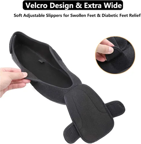 Vista 2 de Zapatillas de recuperación de diabéticos de ancho extra ancho para hombre, cierres ajustables, pies hinchados, artritis, edema y calzado ortopédico