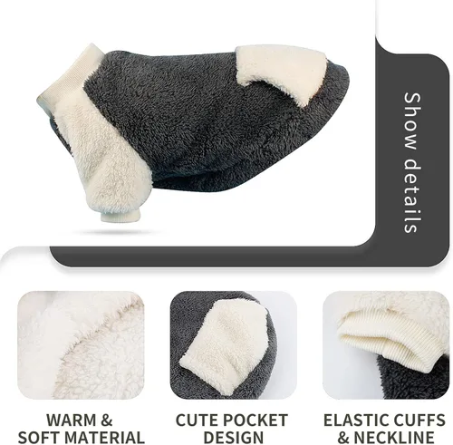 Vista 6 de LESYPET - Jersey de perro para perros pequeños a medianos, sudadera con forro polar para cachorros en invierno, ropa cálida para cachorros, jersey