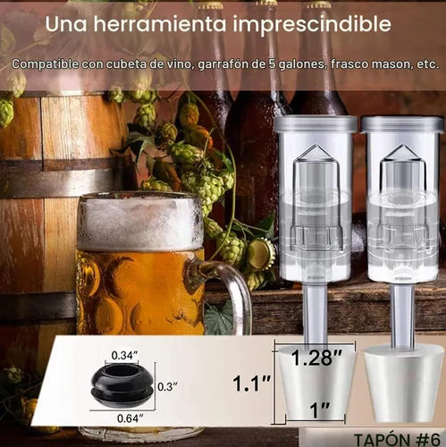 Vista 6 de Esclusas de aire de 3 piezas con 10 ojales, kit de esclusa de cerveza, esclusas para fermentar fermentación de bloqueo de aire para elaboración