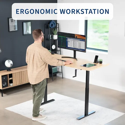 Vista 11 de VIVO DESK-V101M - Marco de escritorio manual negro con manivela