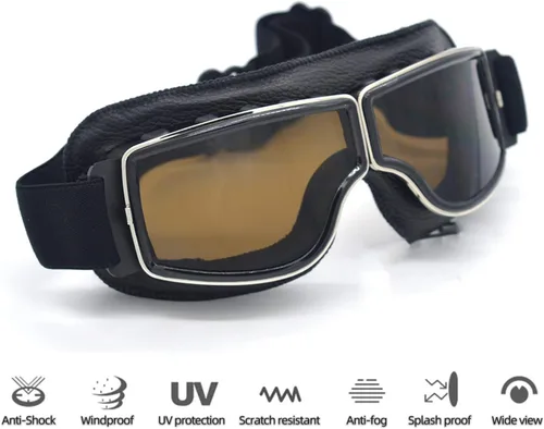 Vista 2 de Gafas de Motocicleta Vintage Antiarañazos Gafas de Scooter Esquí para Hombres Mujeres Adultos