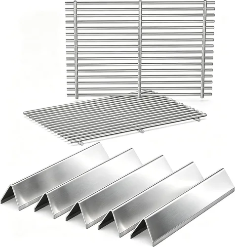 Vista 23 de QuliMetal 44.5 cm SUS304 Barras Aromatizadoras y Deflectores de Calor para Parrillas Weber Genesis 300 Series, Compatibles con Genesis E310 E320