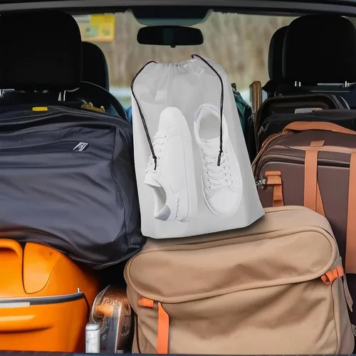 Vista 7 de Bolsa de zapatos transparente con cordón, organizador de zapatos para viajes en casa, bolsa de zapatos de viaje, organizador de zapatos portátil