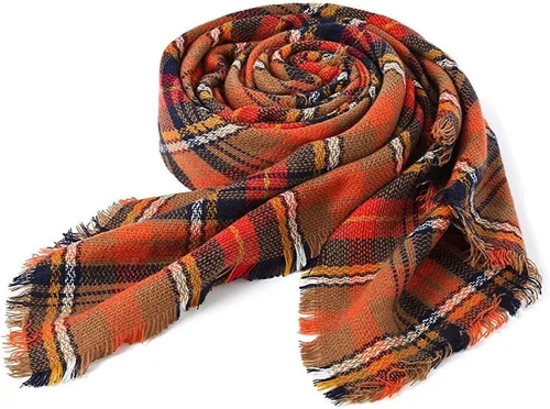 Vista 2 de Century Star Bufanda de invierno para mujer, bufanda de otoño a cuadros, bufanda de punto de gran tamaño, bufanda triangular grande para mujer, chal