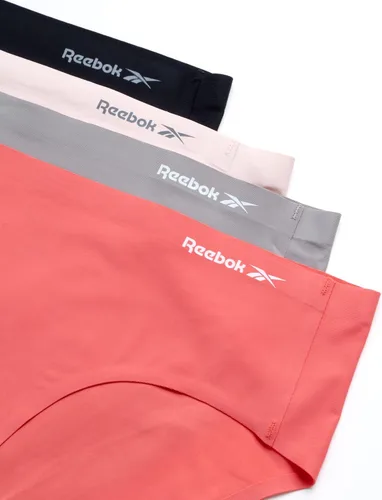 Vista 2 de Reebok Ropa interior para mujer - Calzoncillos hipster elásticos de rendimiento (4 unidades)